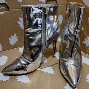 Metallic Stiletto Silver Sock Boots ASOS Truffle Coll. Ankle Heel Boot Sz 6 US